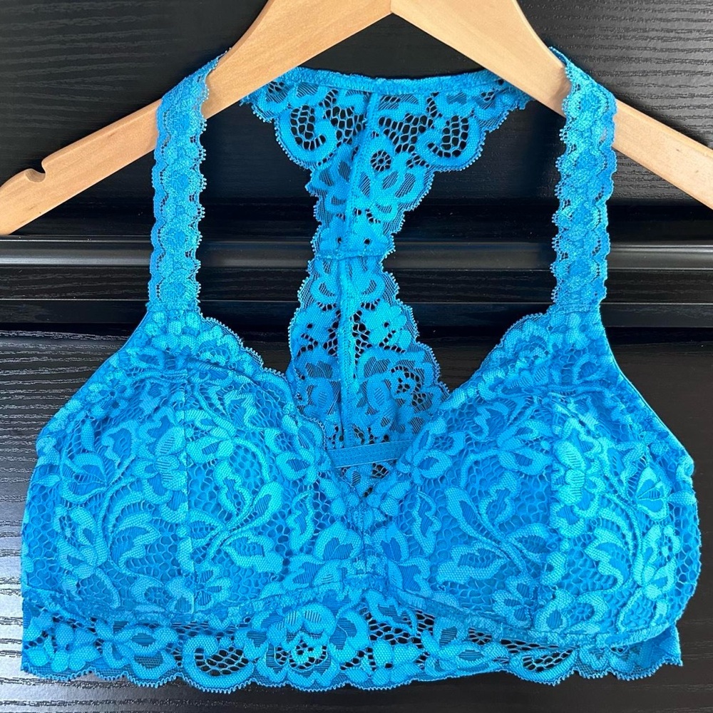 Blue Lace Bralette with Racerback Straps